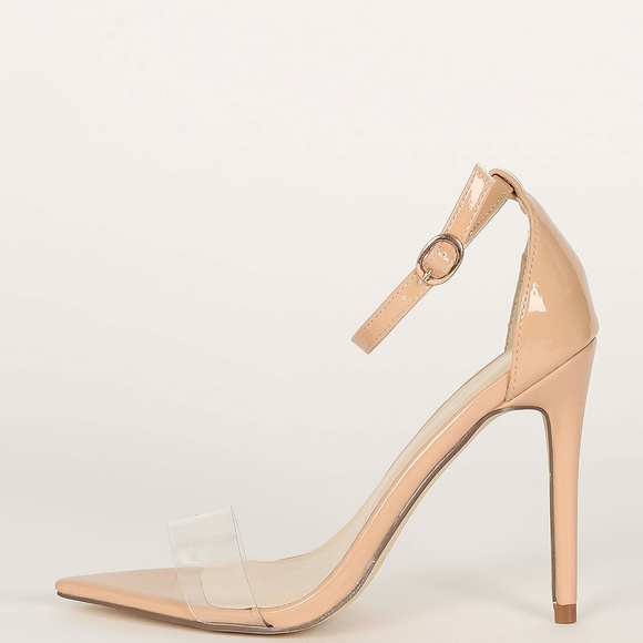 NEW๐ฅ Nude Clear Open Toe Ankle Strap Heel Sandals - Picture 3 of 5
